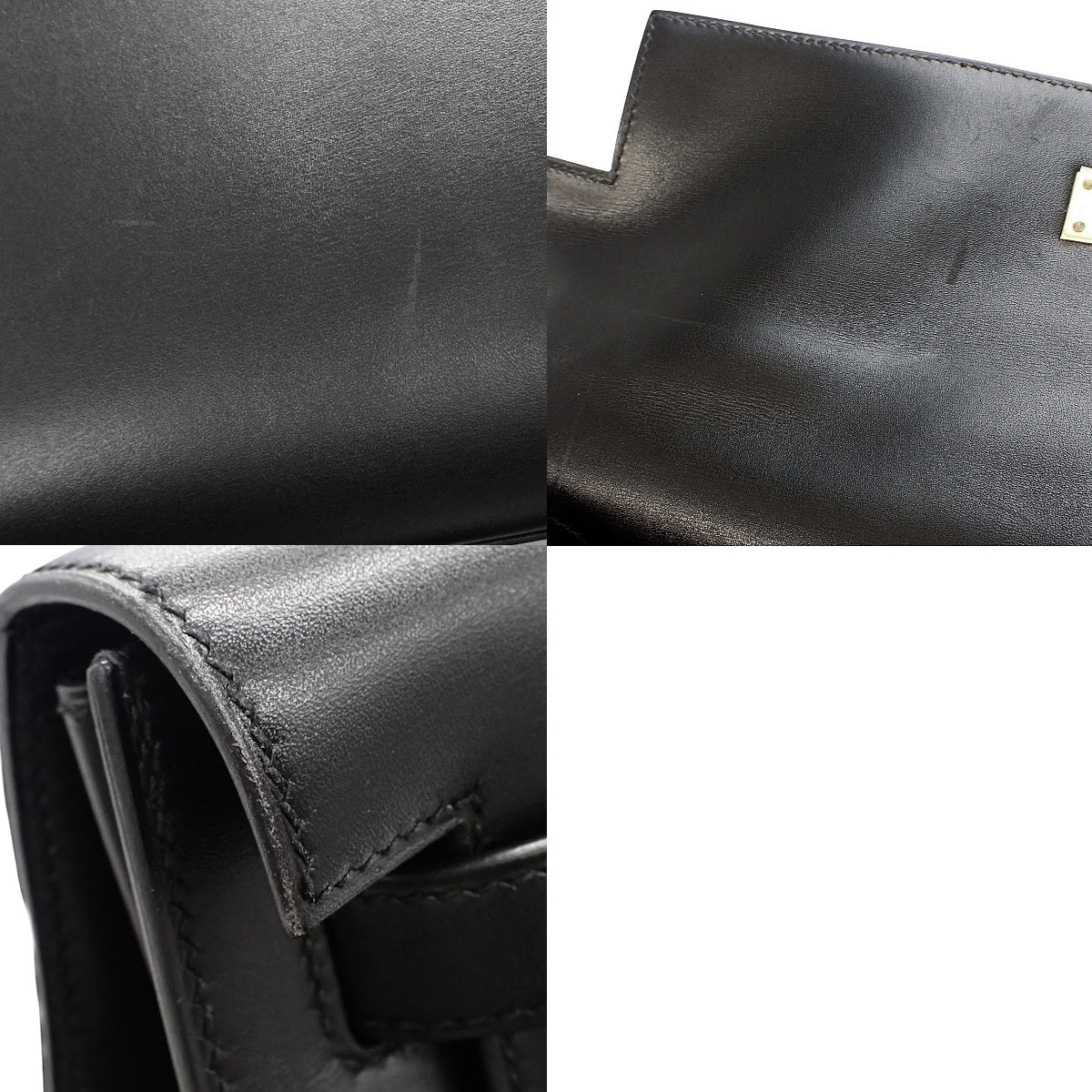Kelly 32 (Outside Stitched) Box Calfskin Black Gold Hardware □C Stamp