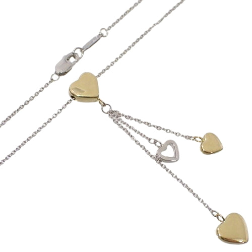 Multi-Heart Drop Pendant, Yellow Gold (K18YG) and White Gold (K18WG) Jewelry Accessory