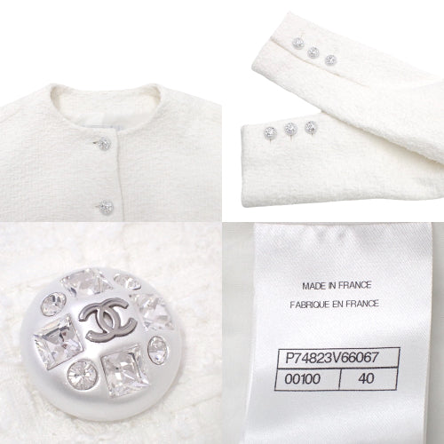 Coco Mark Pearl Button Tweed Jacket Size 40 P74