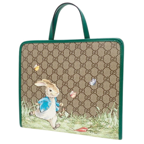 Gucci Children's Peter Rabbit Tote Bag, Mini Tote, Peter Rabbit Collaboration, Rabbit, GG Supreme Canvas, Beige, Ebony, 605614 FACZU 8459 (Current as of May 2024)