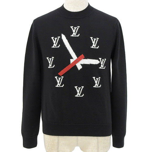 Clock Intarsia Pullover Knit Sweater Apparel Fashion Watch XS Wool