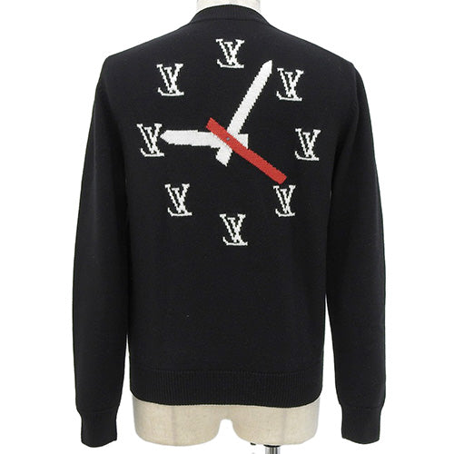 Clock Intarsia Pullover Knit Sweater Apparel Fashion Watch XS Wool