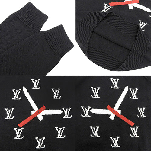 Clock Intarsia Pullover Knit Sweater Apparel Fashion Watch XS Wool