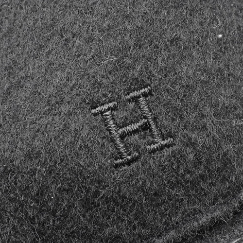 H logo hat, apparel, fashion accessory, 59% cashmere, rayon.