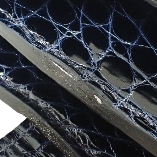 Kelly Wallet Long, Alligator/Crocodile, Bleu Marine, Gold Hardware, A stamp.