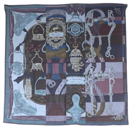 CAVALLERIA DETRIERS 马镫图案140cm大方巾 喀什米尔羊绒真丝混纺