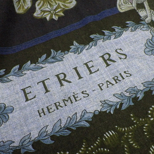 CAVALLERIA DETRIERS 马镫图案140cm大方巾 喀什米尔羊绒真丝混纺