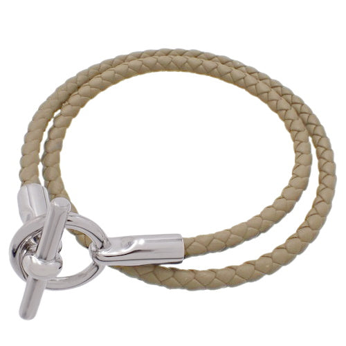 Double-row Grennan leather bracelet with palladium hardware, crafted by Swift leather.