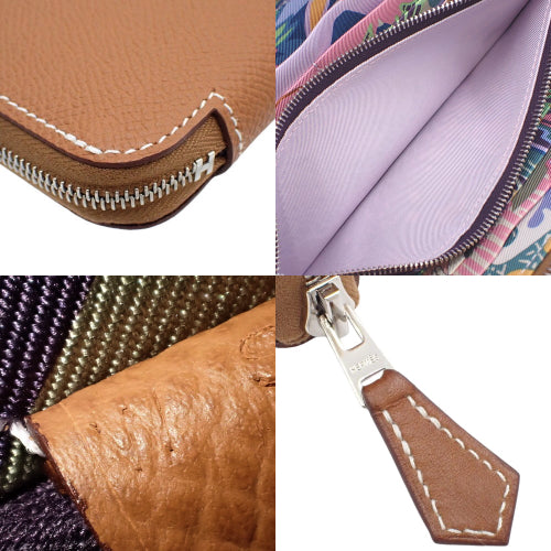 Azap Silkin Long,Epsom 丝绸,钯金配件,金色/黑醋栗色 W 印章