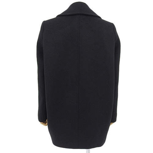 Leather button pea coat size 38