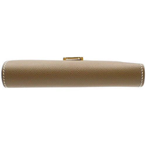 Bearn Compact Etoupe/Etoupe Veau Madame Gold Hardware W Stamp Bi-fold