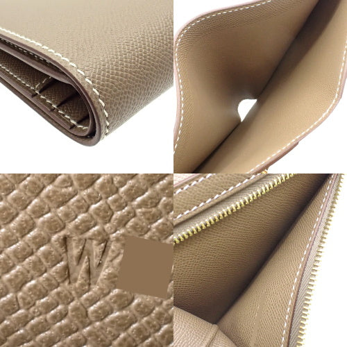 Bearn Compact Etoupe/Etoupe Veau Madame Gold Hardware W Stamp Bi-fold