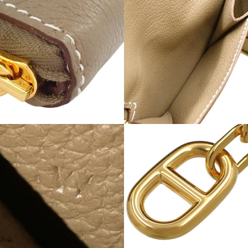 Zip Ango Etoupe/Etoupe Evercolor Gold Hardware W Stamp Round Zip Wallet Chaine d'Ancre Bifold