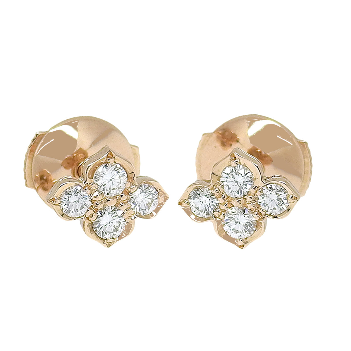 Hindu-style diamond earrings, 18K pink gold (PG), accessory, jewelry.