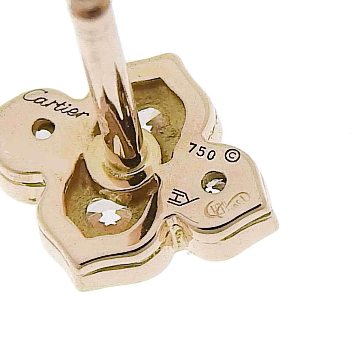 Hindu-style diamond earrings, 18K pink gold (PG), accessory, jewelry.