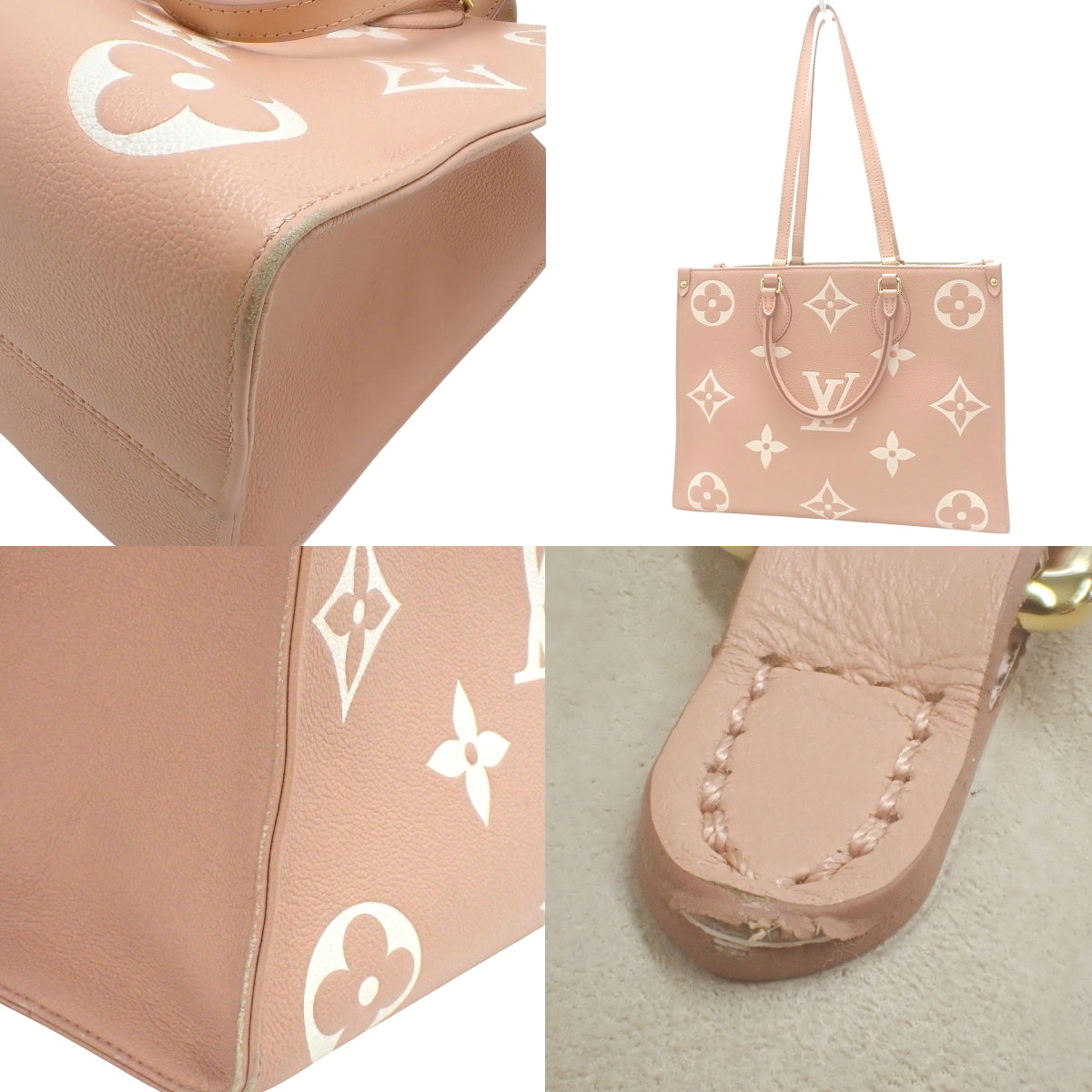 Monogram Empreinte On The Go MM, Monogram Empreinte Rose Trianon/Cream, M46286, 2-way shoulder handbag.