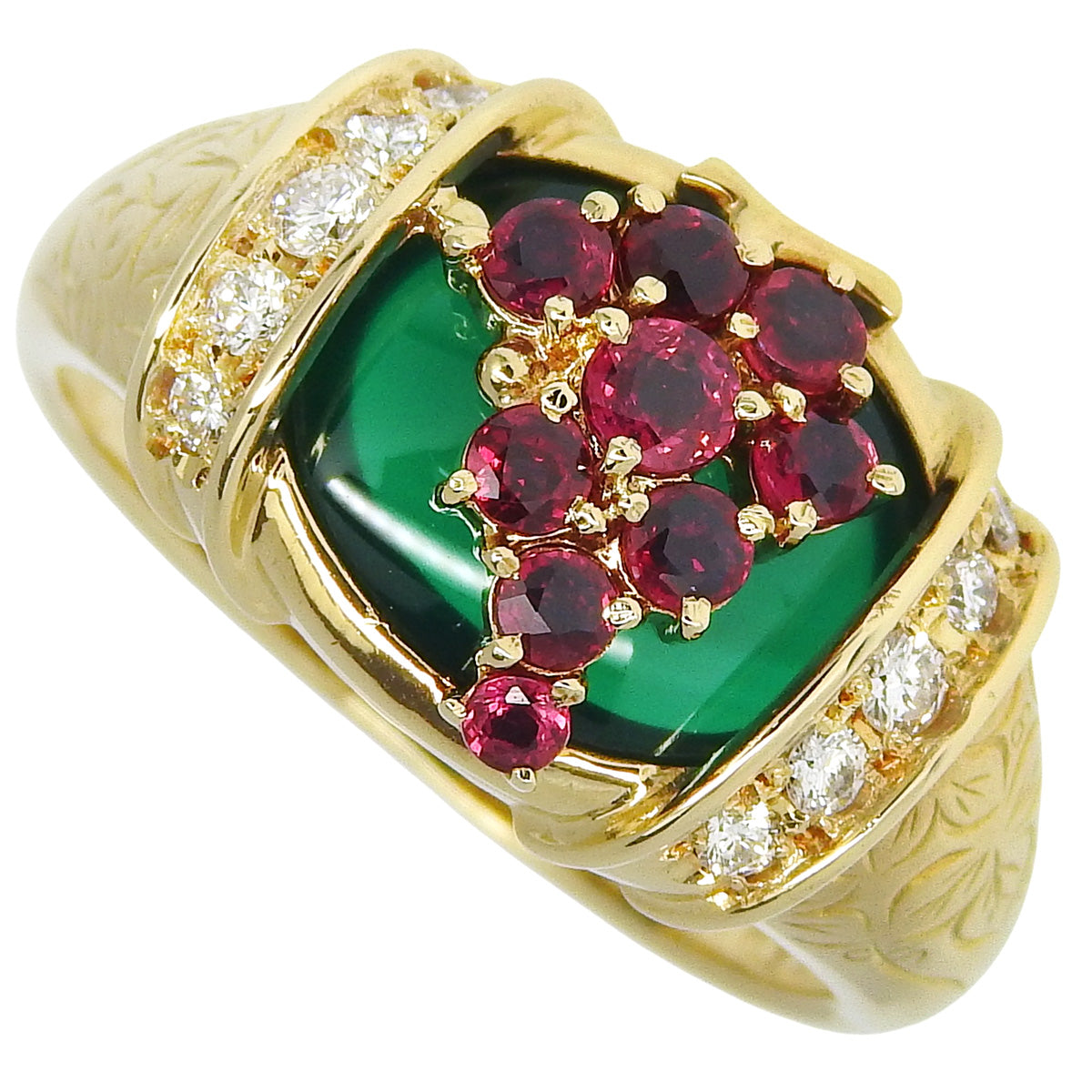 Grape Ruby Diamond Ring, R0.77/D0.22, K18 Yellow Gold (YG)