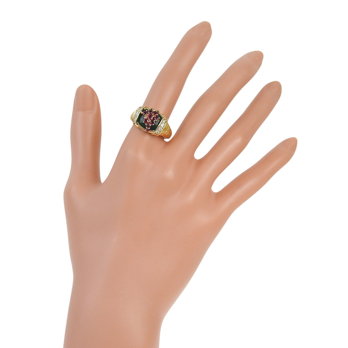 Grape Ruby Diamond Ring, R0.77/D0.22, K18 Yellow Gold (YG)