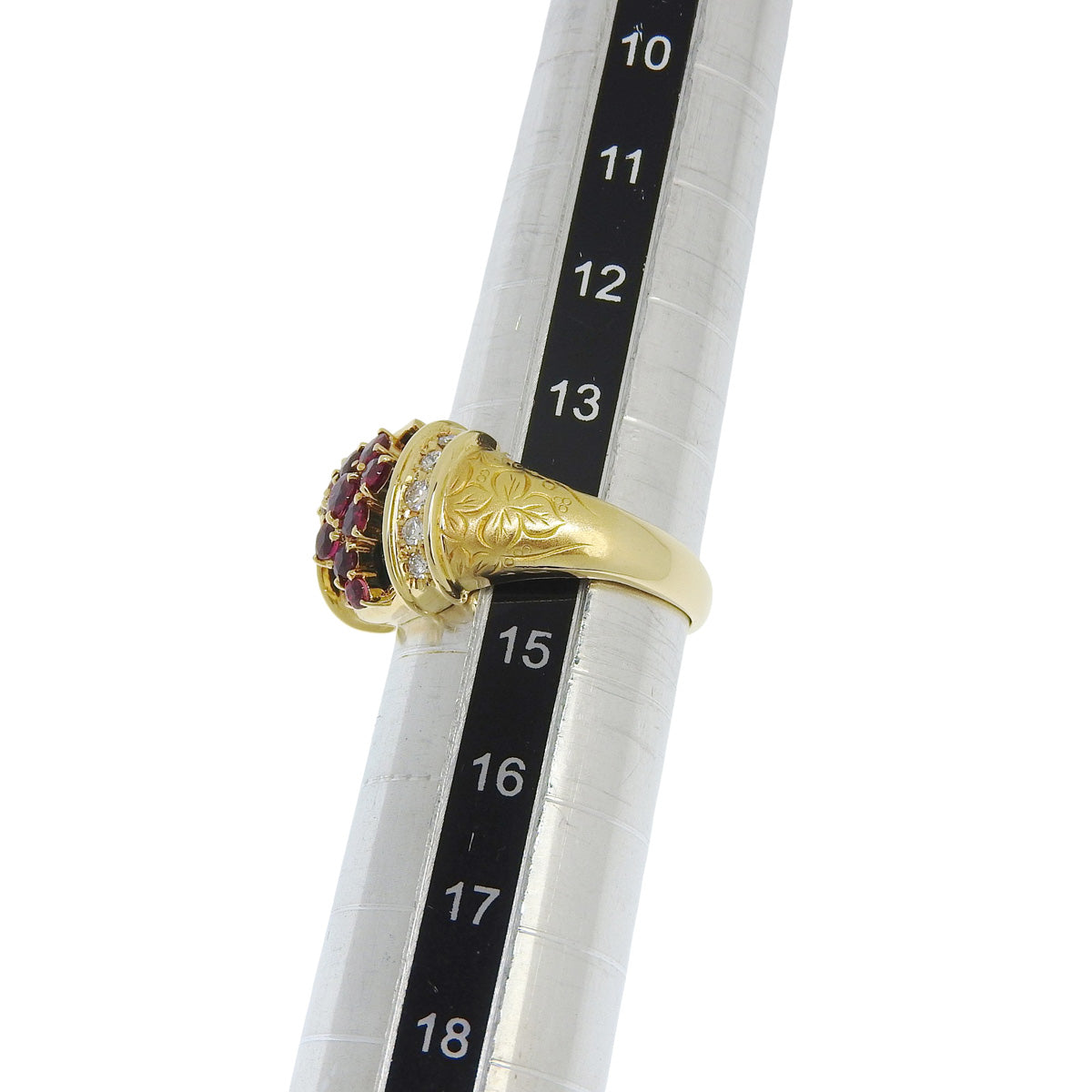 葡萄 ルビー ダイヤモンド リング R0.77/D0.22 K18 イエローゴールド YG