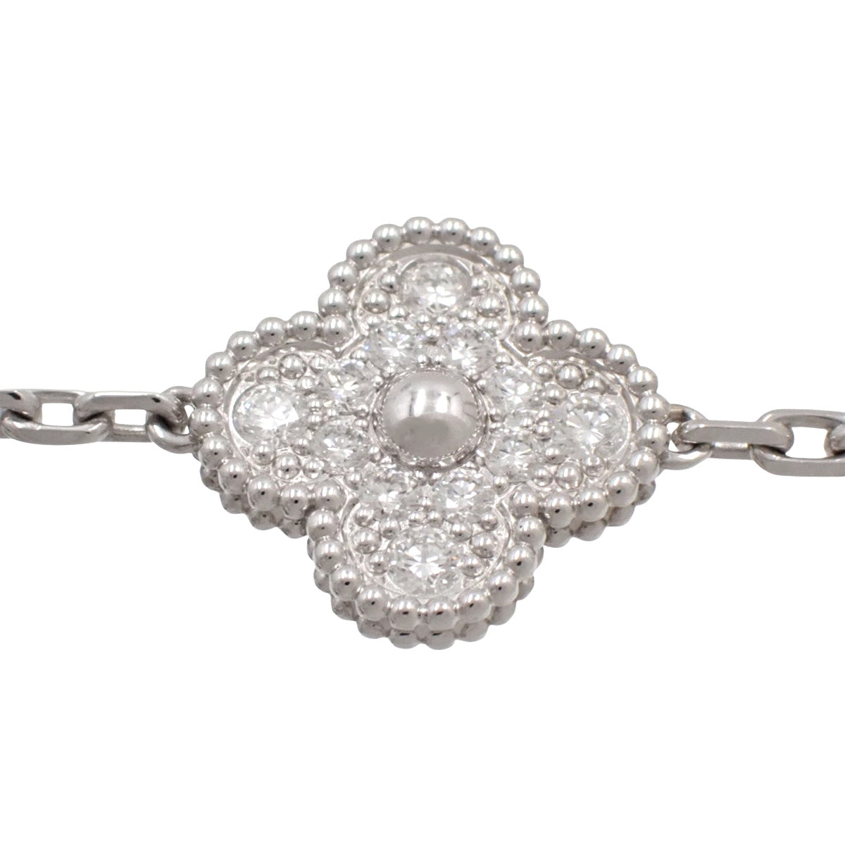 Vintage Alhambra Bracelet with 5 Diamond Motifs and 18K White Gold