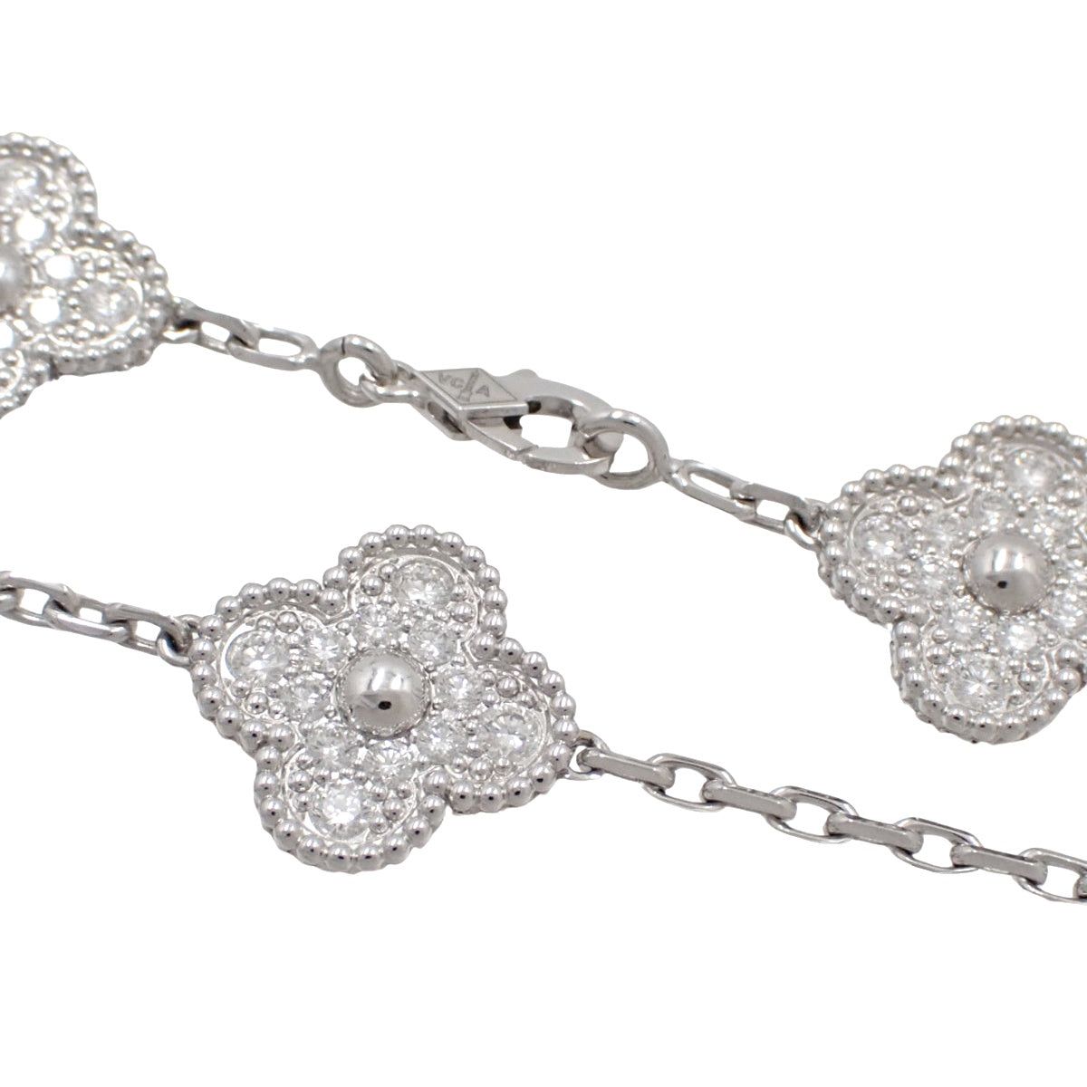 Vintage Alhambra Bracelet with 5 Diamond Motifs and 18K White Gold