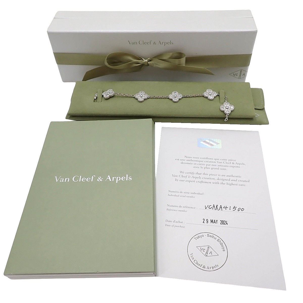 ヴィンテージアルハンブラ ブレスレット 5モチーフ ダイヤモンド K18 ホワイトゴールド WG