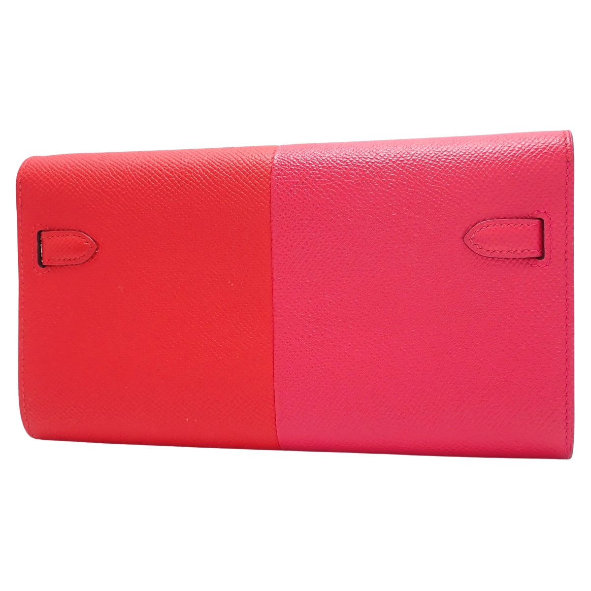 Kelly To-Go Kazak Wallet in Epsom leather with palladium hardware in Rouge Cou, Rose Extreme, or Blue Zanzibar with a "Y" stamp