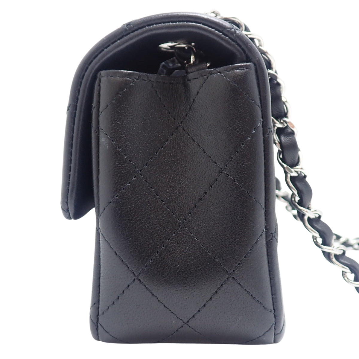 黑色羊皮绗缝迷你经典手提包 A69900