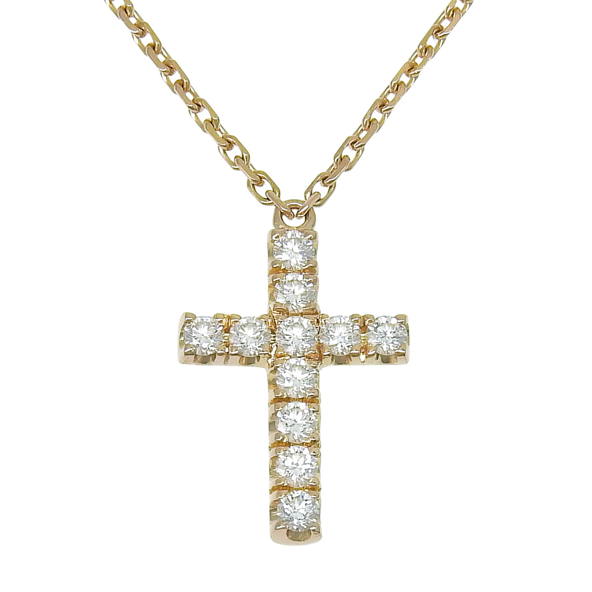 シンボルクロスネックレス ダイヤモンド ピンクゴールド K18PG