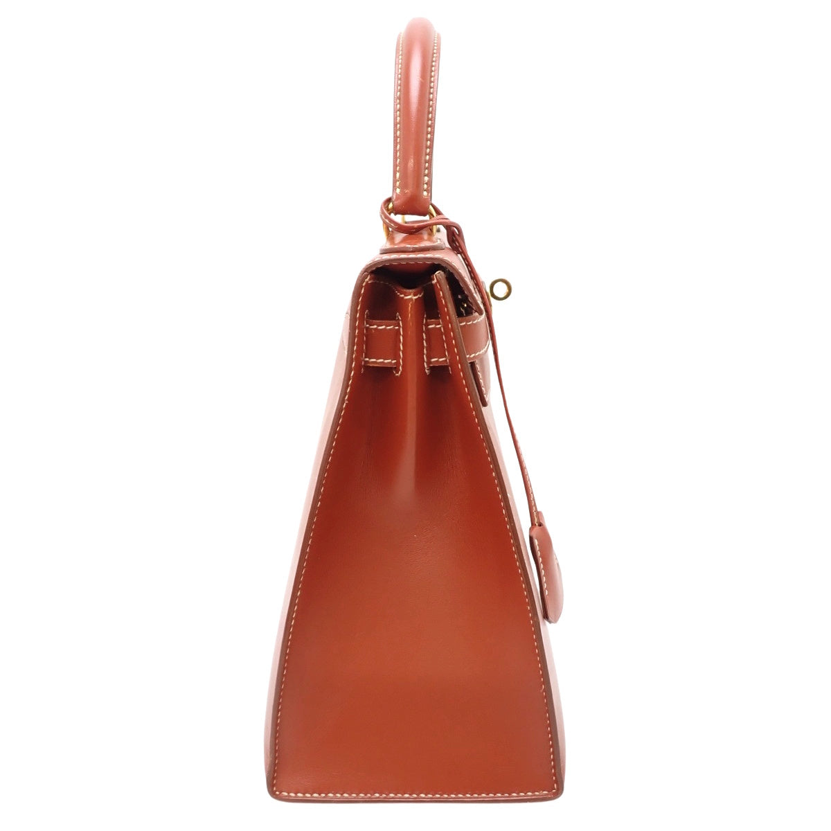 ケリー28 (外縫い) ボックスカーフ ブリック ゴールド金具 〇W刻印