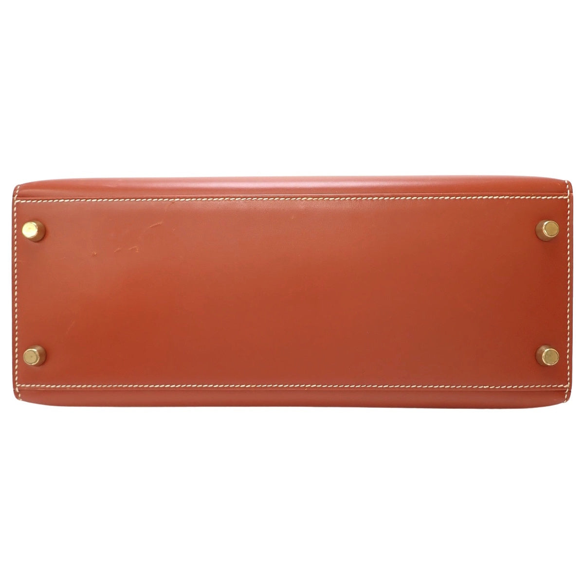 ケリー28 (外縫い) ボックスカーフ ブリック ゴールド金具 〇W刻印