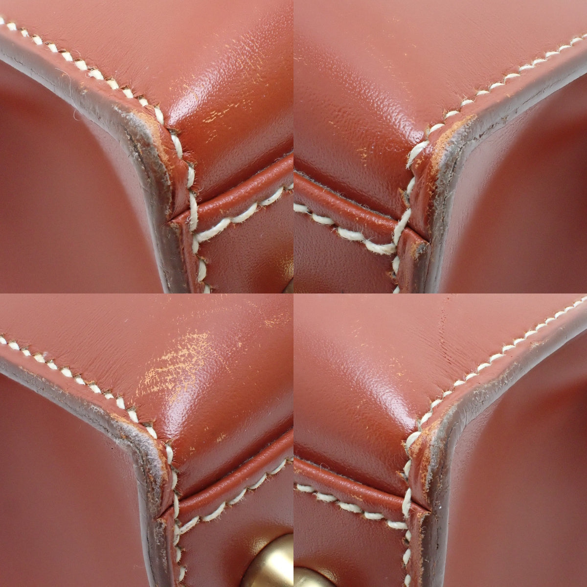 ケリー28 (外縫い) ボックスカーフ ブリック ゴールド金具 〇W刻印