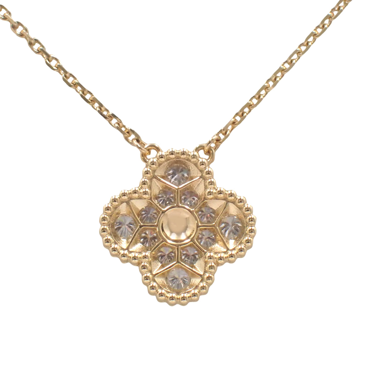 复古 Alhambra 吊坠,18K 黄金镶钻