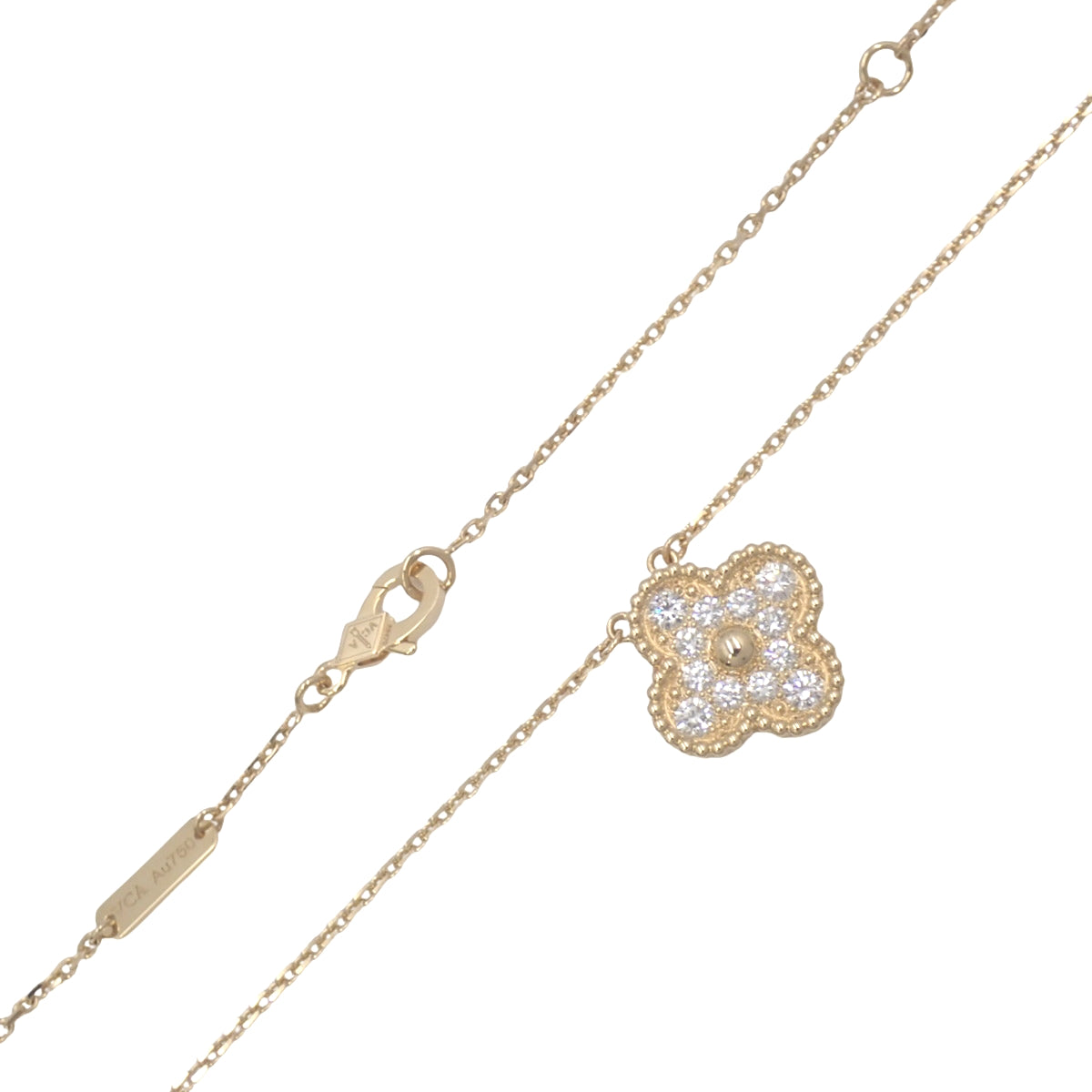 复古 Alhambra 吊坠,18K 黄金镶钻