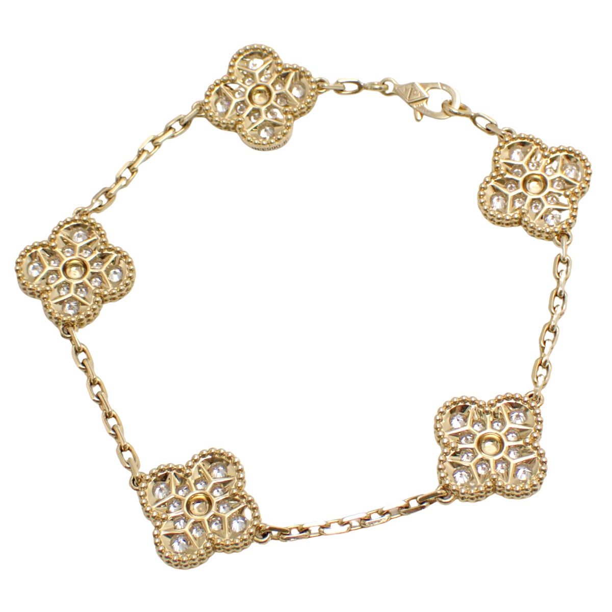 ヴィンテージ アルハンブラ ブレスレット 5モチーフ ダイヤモンド イエローゴールド K18YG 14.0g