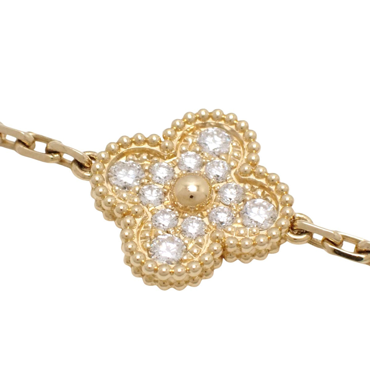 ヴィンテージ アルハンブラ ブレスレット 5モチーフ ダイヤモンド イエローゴールド K18YG 14.0g