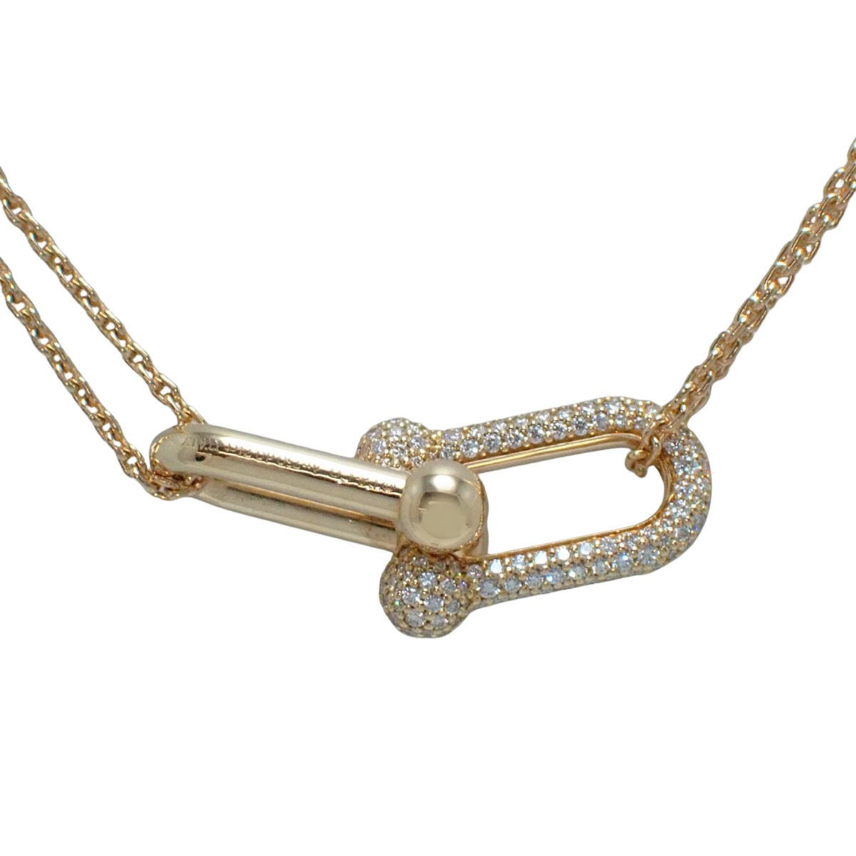 ラージ ダブル リンク ペンダント ダイヤモンド D0.74 イエローゴールド K18YG