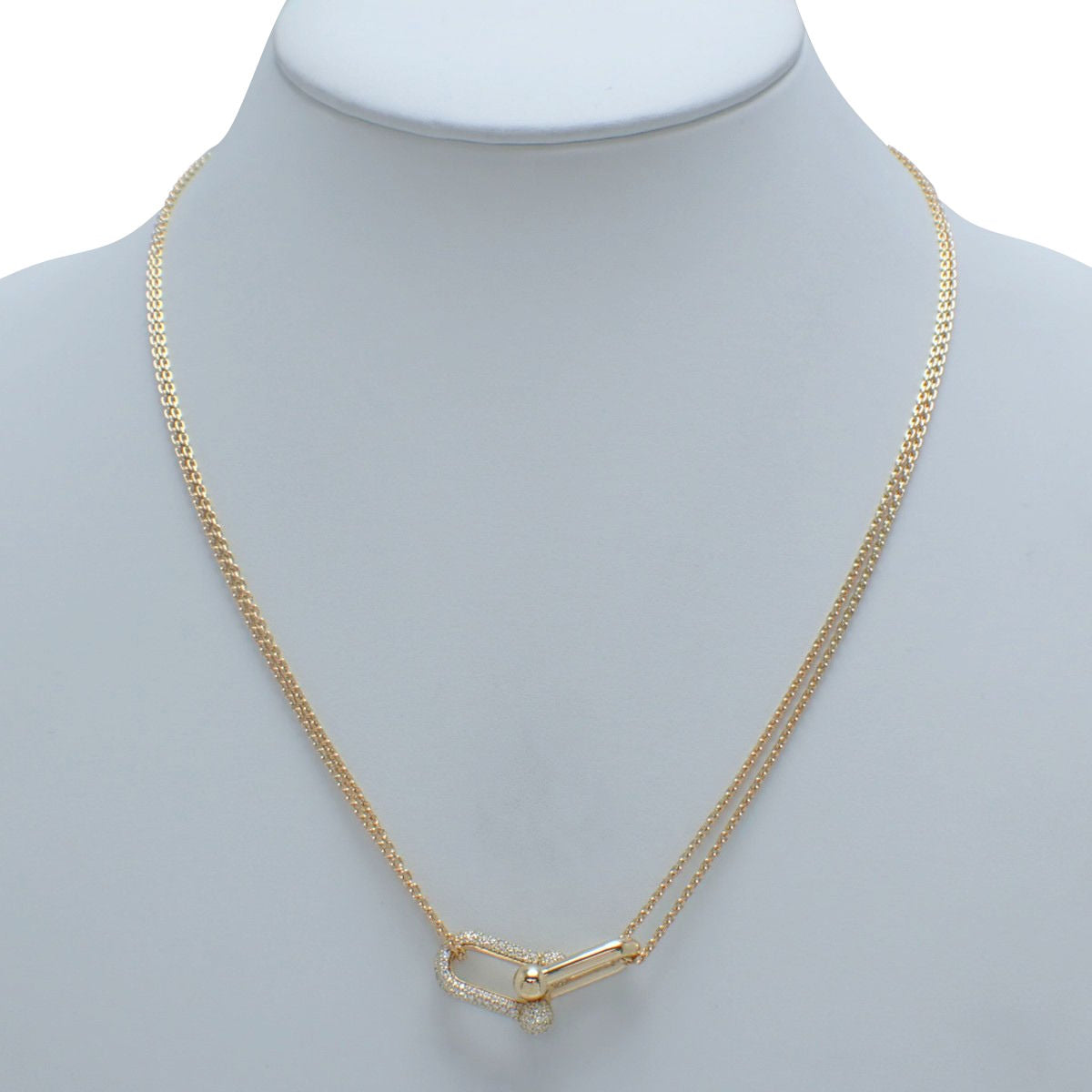 ラージ ダブル リンク ペンダント ダイヤモンド D0.74 イエローゴールド K18YG