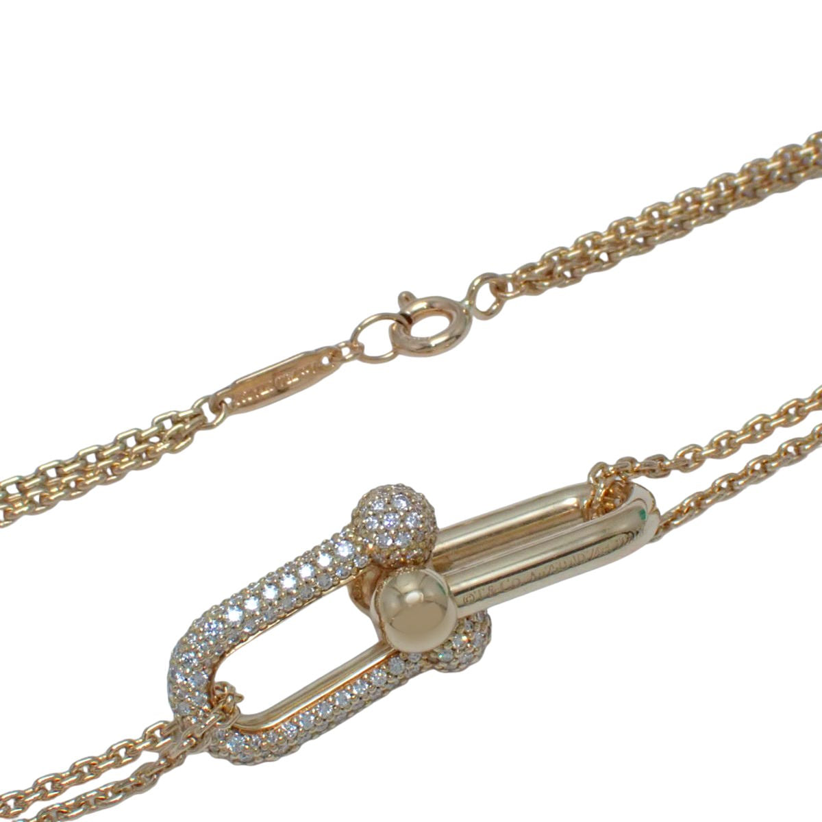 ラージ ダブル リンク ペンダント ダイヤモンド D0.74 イエローゴールド K18YG