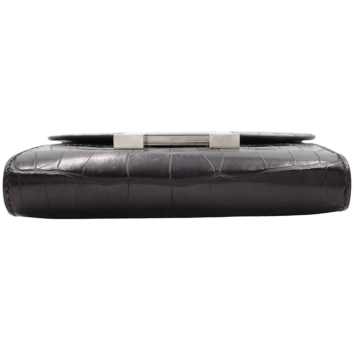 Constance Compact Alligator Black Silver Hardware C Stamp