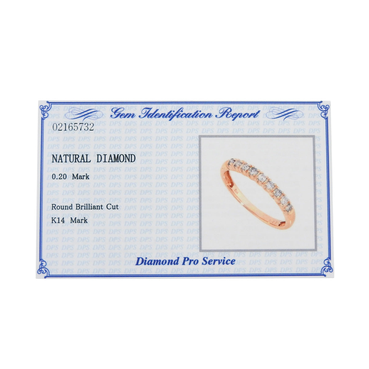 Diamond Ring D0.20 Pink Gold K14PG Size 10 (US) 1.2g
