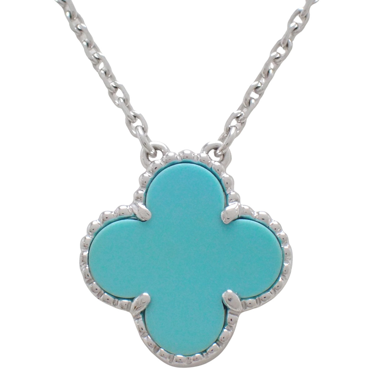 ヴィンテージアルハンブラ ネックレス ターコイズ ホワイトゴールド K18WG 5.1g