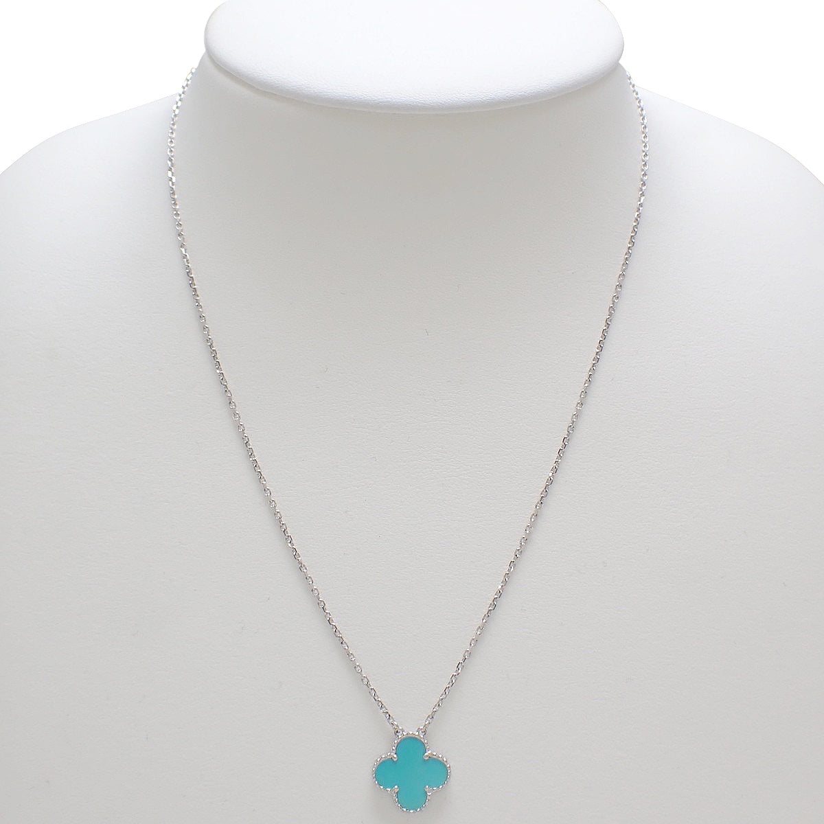 ヴィンテージアルハンブラ ネックレス ターコイズ ホワイトゴールド K18WG 5.1g