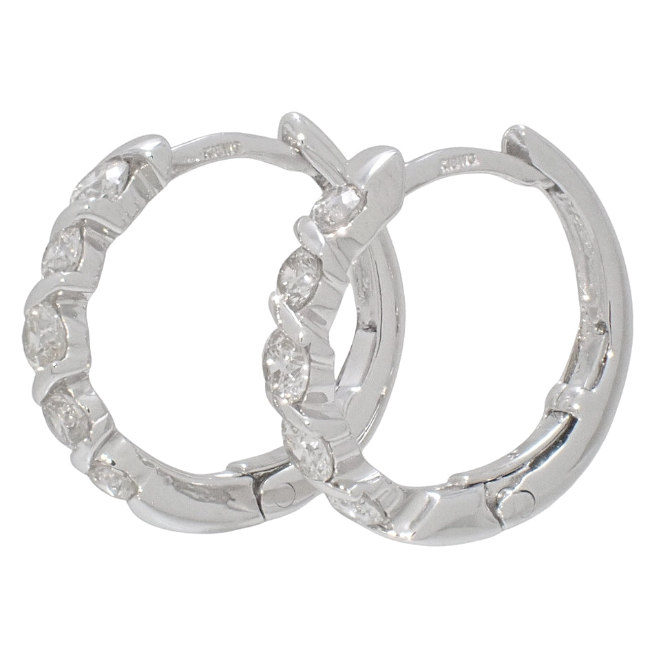 ダイヤモンド フープ ピアス 0.25/0.25 ホワイトゴールド K18WG 2.5g