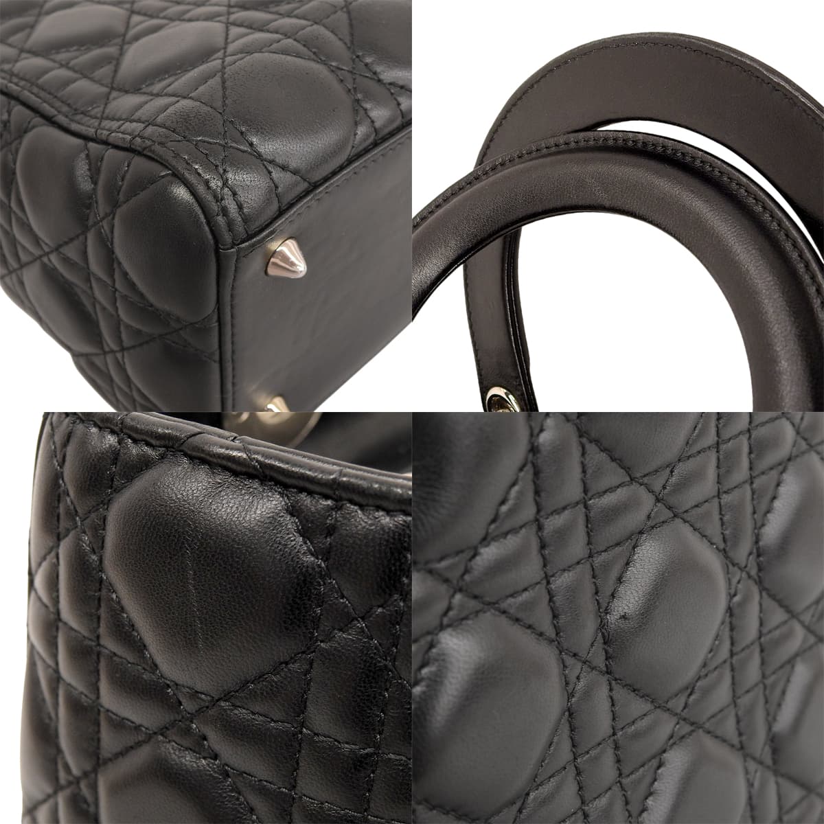 カナージュ レディディオール ミディアム ラムスキン ブラック