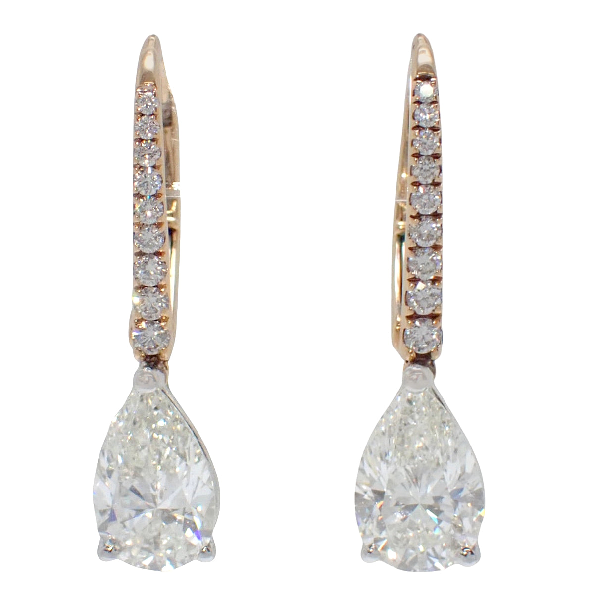 ペアシェイプ フープ ピアス ダイヤモンド ピンクゴールド K18PG プラチナ Pt950 3.0g