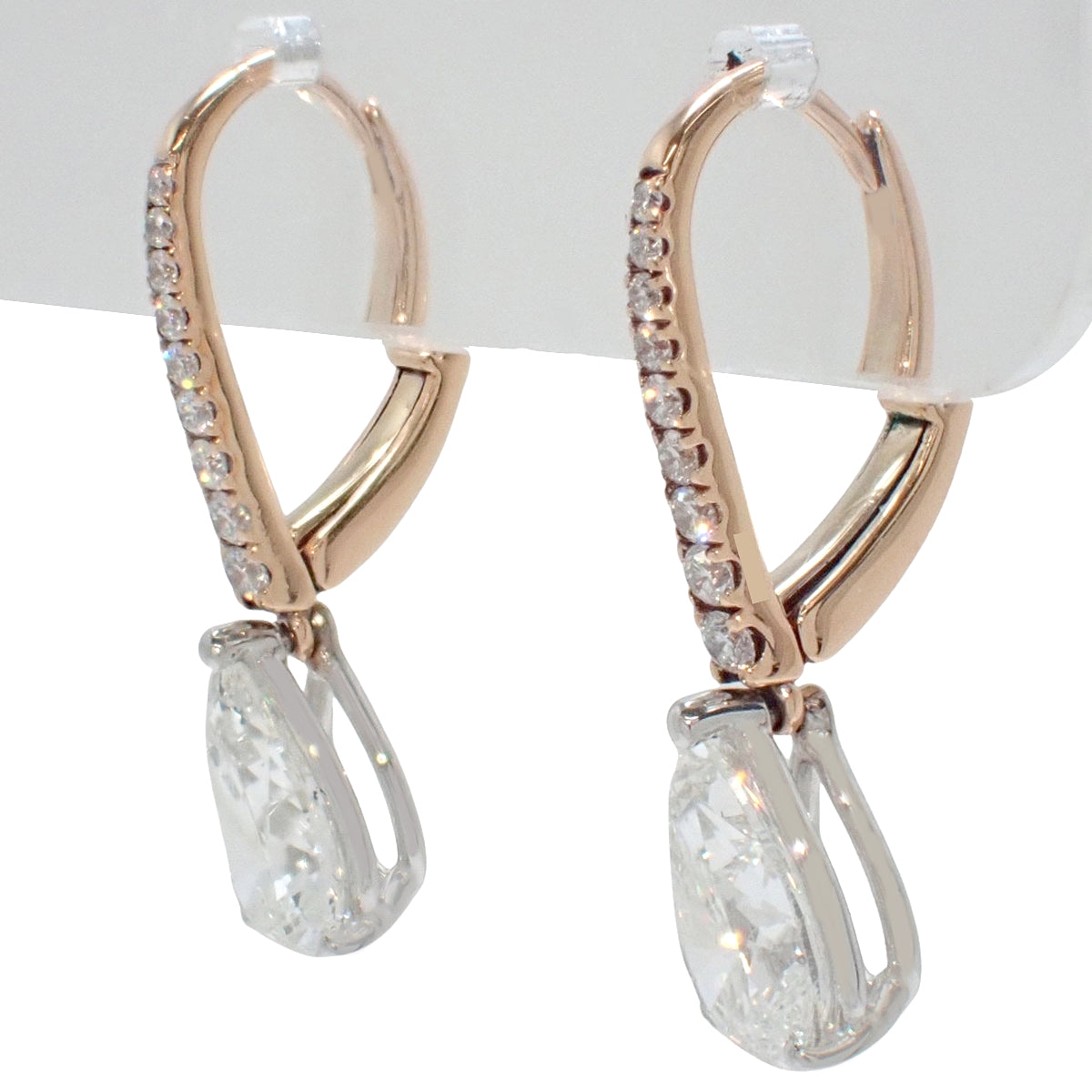 ペアシェイプ フープ ピアス ダイヤモンド ピンクゴールド K18PG プラチナ Pt950 3.0g