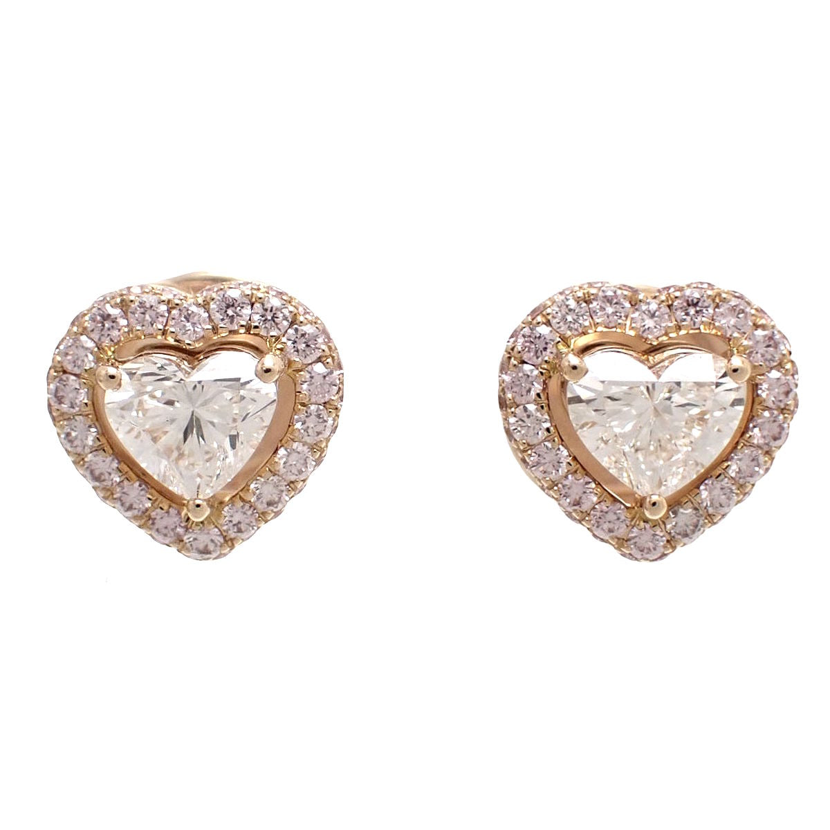 Heart-shaped Diamond Earrings D0.53, 0.50 K18PG 5.0g
