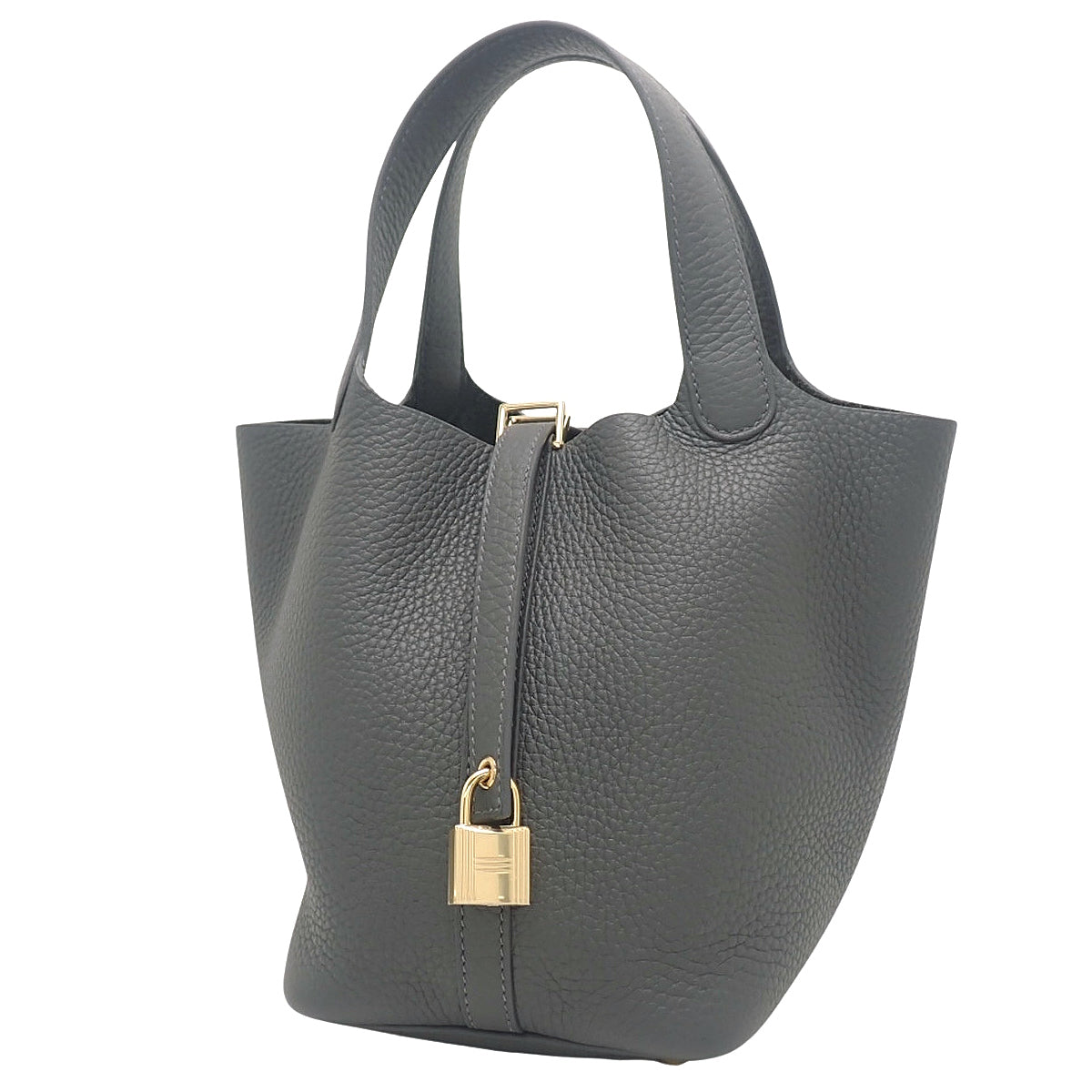Picotin Lock PM Taurillon Clemence Gris Misty Gold Hardware W Stamp