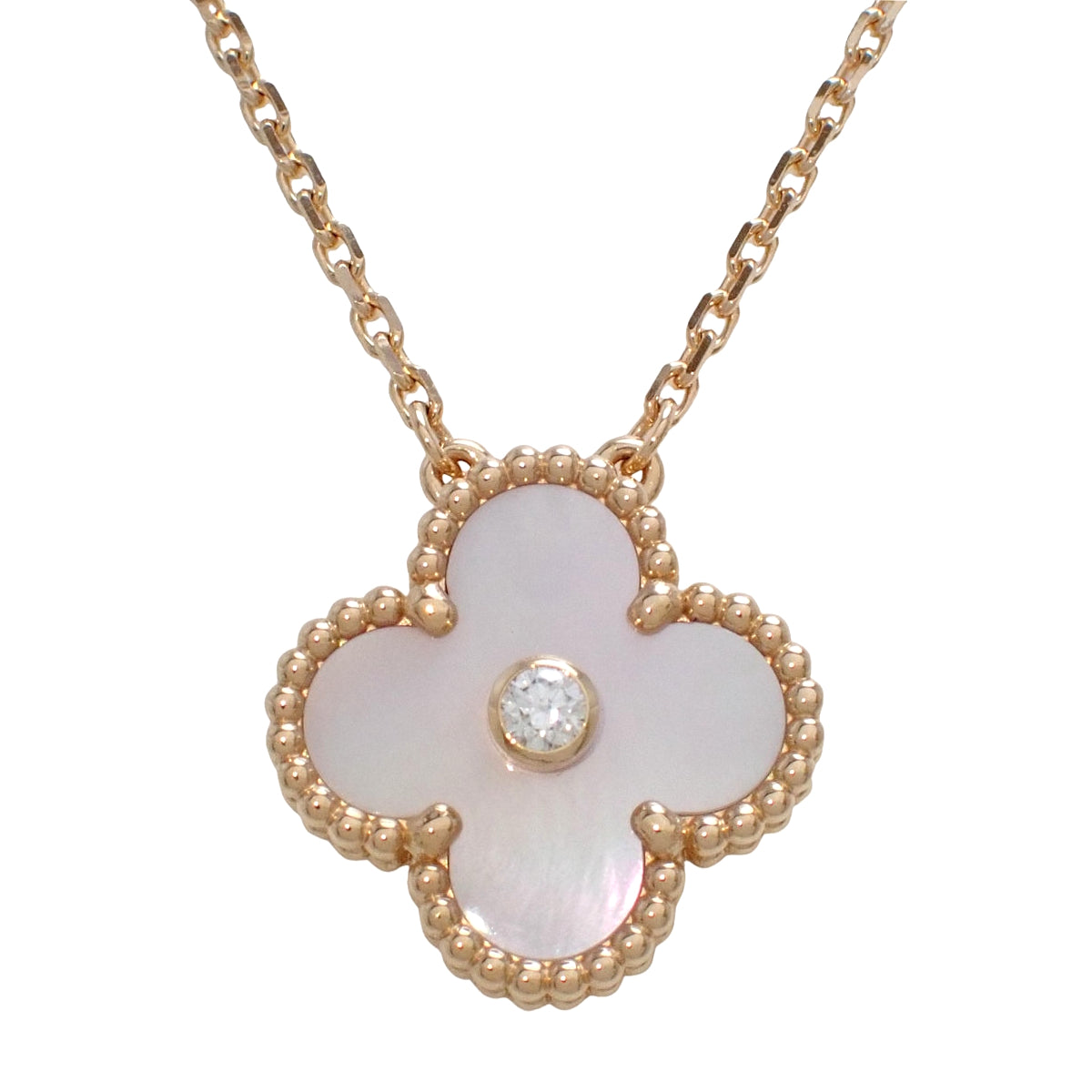Vintage Alhambra Pendant Diamond/Mother of Pearl Pink Gold K18PG 6.2g 2025 Holiday Limited Edition